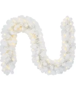 Christmas Greenery Home Accents Holiday 9 Ft. Uptown Pre-Lit LED Artificial Christmas Garland With 180 Tips And 100 Warm White Micro Dot Lights