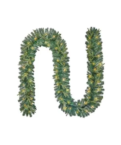 Christmas Greenery Home Accents Holiday 12 Ft. Elegant Battery Operated Noble Fir LED Pre-Lit Christmas Garland With Timer And 70-Micro Dot Light