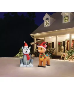 Outdoor Christmas Decorations Home Accents Holiday 3.5 Ft. Pre-Lit Airblown Inflatable Reindeer -Christmas Tree Decorations Shop home accents holiday christmas inflatables 11161 1f 1000