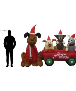 Outdoor Christmas Decorations Home Accents Holiday 7 Ft. W Pre-Lit Life Size Inflatable Wagon With Christmas Puppies Scene -Christmas Tree Decorations Shop home accents holiday christmas inflatables 111965 40 1000