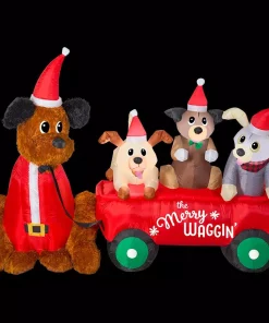 Outdoor Christmas Decorations Home Accents Holiday 7 Ft. W Pre-Lit Life Size Inflatable Wagon With Christmas Puppies Scene -Christmas Tree Decorations Shop home accents holiday christmas inflatables 111965 c3 1000
