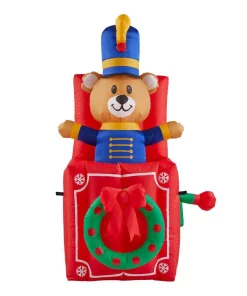 Outdoor Christmas Decorations Home Accents Holiday 5 Ft. Animated Inflatable Bear In Box