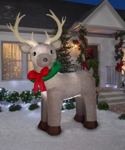 Outdoor Christmas Decorations Home Accents Holiday 11 Ft. Pre-Lit Giant Airblown Inflatable Fuzzy Reindeer -Christmas Tree Decorations Shop home accents holiday christmas inflatables 116907 31 1000