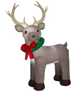 Outdoor Christmas Decorations Home Accents Holiday 11 Ft. Pre-Lit Giant Airblown Inflatable Fuzzy Reindeer