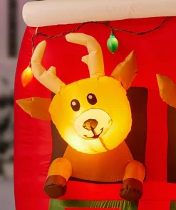 Outdoor Christmas Decorations Home Accents Holiday 9 Ft Giant-Sized LED Inflatable Santa’s Stable With Reindeer -Christmas Tree Decorations Shop home accents holiday christmas inflatables 117218 1d 1000