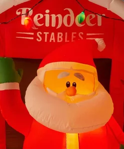 Outdoor Christmas Decorations Home Accents Holiday 9 Ft Giant-Sized LED Inflatable Santa’s Stable With Reindeer -Christmas Tree Decorations Shop home accents holiday christmas inflatables 117218 a0 1000