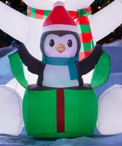 Outdoor Christmas Decorations Home Accents Holiday 4 Ft. Inflatable Bear With Penguin Scene -Christmas Tree Decorations Shop home accents holiday christmas inflatables 117594 1d 1000