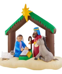 Outdoor Christmas Decorations Home Accents Holiday 6.5 Ft. LED Inflatable Nativity Scene -Christmas Tree Decorations Shop home accents holiday christmas inflatables 117598 40 1000