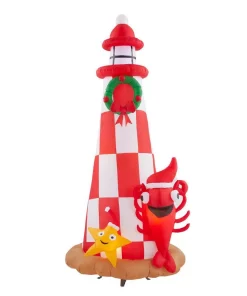 Outdoor Christmas Decorations Home Accents Holiday 7.5 Ft. Inflatable Lighthouse Scene