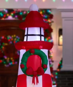 Outdoor Christmas Decorations Home Accents Holiday 7.5 Ft. Inflatable Lighthouse Scene -Christmas Tree Decorations Shop home accents holiday christmas inflatables 118009 a0 1000