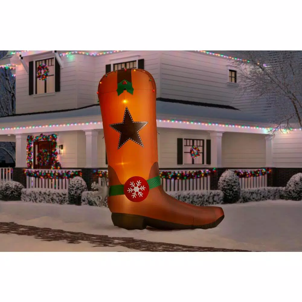 Outdoor Christmas Decorations Home Accents Holiday 11 Ft Giant-Sized LED Inflatable Cowboy Boot 2 Outdoor Christmas Decorations Home Accents Holiday 11 Ft Giant-Sized LED Inflatable Cowboy Boot - Image 2