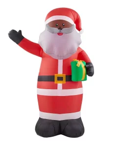 Outdoor Christmas Decorations Home Accents Holiday 6.5 Ft. LED Outdoor Inflatable Black Santa