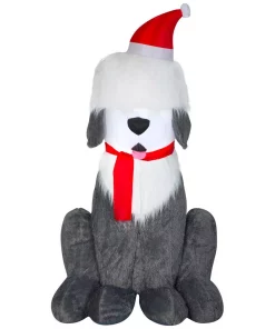 Outdoor Christmas Decorations Home Accents Holiday 7 Ft. Inflatable Fuzzy Plush Sheep Dog