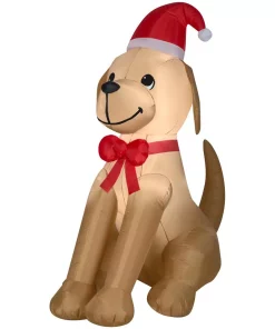 Outdoor Christmas Decorations Home Accents Holiday 6 Ft. Inflatable Golden Retriever With Bow