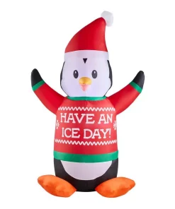 Outdoor Christmas Decorations Home Accents Holiday 6 Ft. Animated Inflatable Shivering Penguin Ice Day