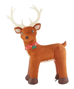 Outdoor Christmas Decorations Home Accents Holiday 10.5 Ft. Pre-Lit LED Giant-Sized Inflatable Fuzzy Standing Reindeer