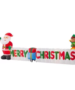 Outdoor Christmas Decorations Home Accents Holiday 12 Ft Giant-Sized LEF Inflatable Merry Christmas Sign Scene -Christmas Tree Decorations Shop home accents holiday christmas inflatables 118734 40 1000