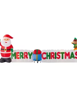 Outdoor Christmas Decorations Home Accents Holiday 12 Ft Giant-Sized LEF Inflatable Merry Christmas Sign Scene