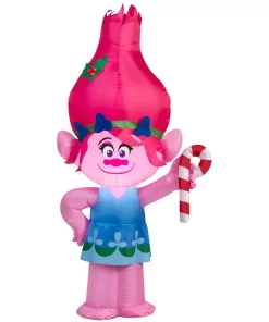 Outdoor Christmas Decorations Home Accents Holiday 21.65 In. W X 12.99 In. D X 42.13 In. H Lighted Inflatable Poppy With Candy Cane