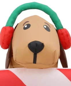 Outdoor Christmas Decorations Home Accents Holiday 8 Ft. W Pre-Lit Giant Airblown Inflatable Christmas Puppies With Candy Cane Scene -Christmas Tree Decorations Shop home accents holiday christmas inflatables 39367 1d 1000