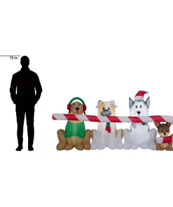 Outdoor Christmas Decorations Home Accents Holiday 8 Ft. W Pre-Lit Giant Airblown Inflatable Christmas Puppies With Candy Cane Scene -Christmas Tree Decorations Shop home accents holiday christmas inflatables 39367 76 1000