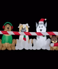Outdoor Christmas Decorations Home Accents Holiday 8 Ft. W Pre-Lit Giant Airblown Inflatable Christmas Puppies With Candy Cane Scene -Christmas Tree Decorations Shop home accents holiday christmas inflatables 39367 77 1000