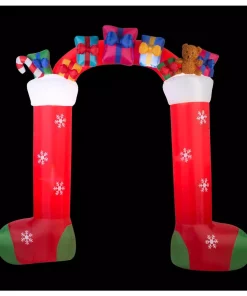 Outdoor Christmas Decorations Home Accents Holiday 9.5 Ft. Inflatable Christmas Airblown Archway-Mixed Media-Stocking