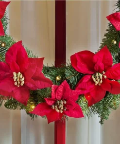 Christmas Greenery Home Accents Holiday 30 In. Berry Bliss Battery Operated Pre-Lit LED Artificial Christmas Wreath With Poinsettia -Christmas Tree Decorations Shop home accents holiday christmas wreaths chzh3812096hd 1d 1000