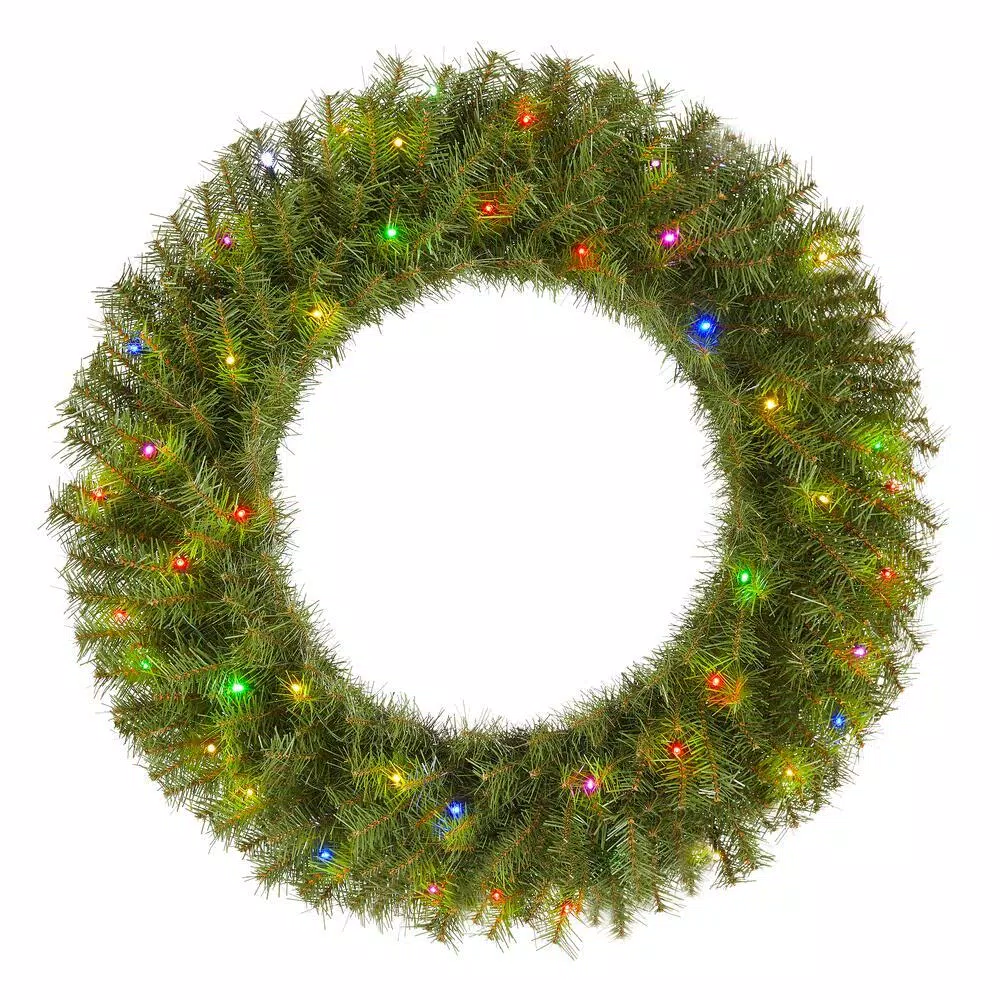Christmas Greenery Home Accents Holiday 32 In. Norwood Fir Artificial Wreath With Multi-LED Light 1 Christmas Greenery Home Accents Holiday 32 In. Norwood Fir Artificial Wreath With Multi-LED Light