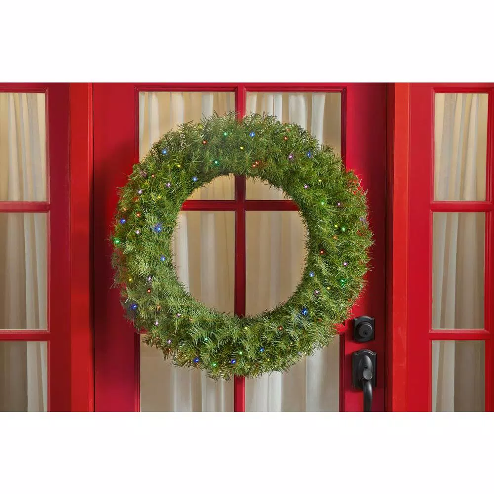 Christmas Greenery Home Accents Holiday 32 In. Norwood Fir Artificial Wreath With Multi-LED Light 2 Christmas Greenery Home Accents Holiday 32 In. Norwood Fir Artificial Wreath With Multi-LED Light - Image 2