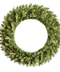 Christmas Greenery Home Accents Holiday 30 In. Mayfield Prelit LED Artificial Christmas Wreath With 35 Warm White Micro Dot Light