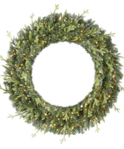 Christmas Greenery Home Accents Holiday 48 In. Jackson Prelit Led Artificial Wreath With 200-Low Voltage LED Micro Dot Lights
