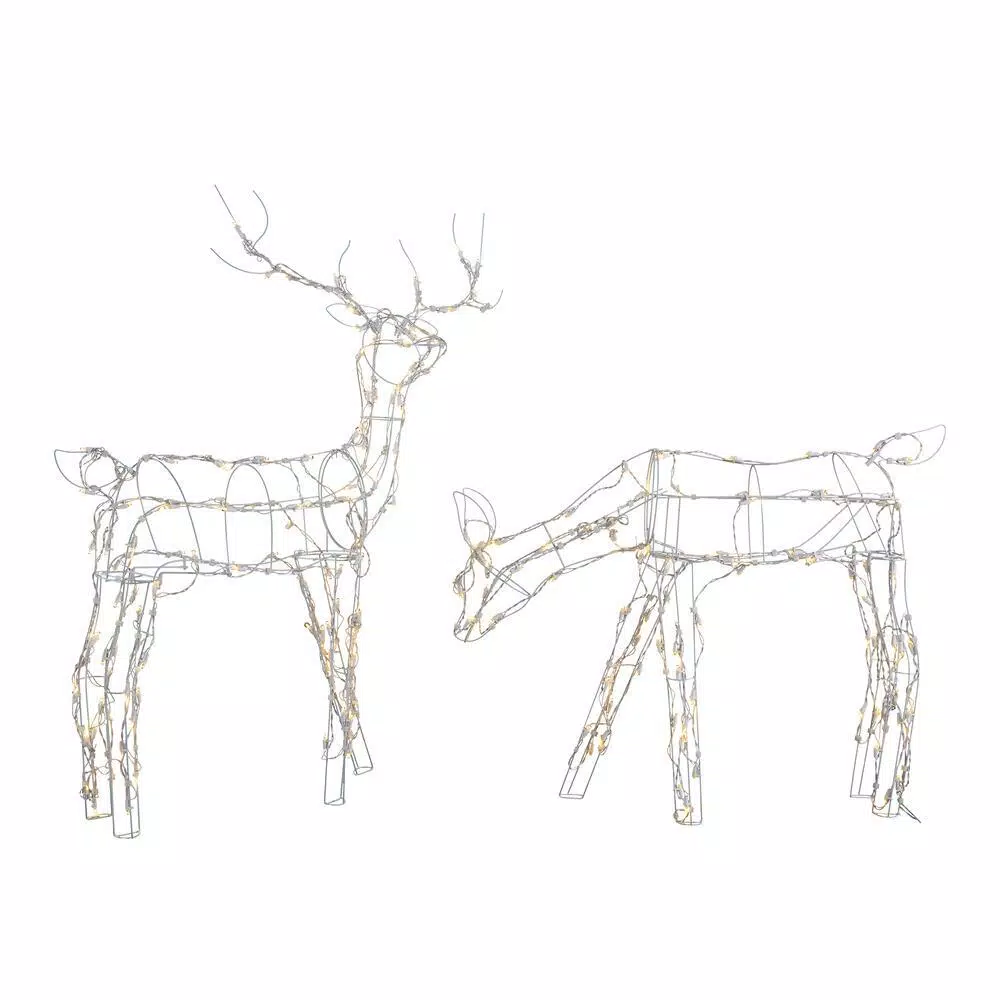 Outdoor Christmas Decorations Home Accents Holiday 48 In. And 36 In. Pre-Lit LED White Wire Deer And Doe Set 1 Outdoor Christmas Decorations Home Accents Holiday 48 In. And 36 In. Pre-Lit LED White Wire Deer And Doe Set