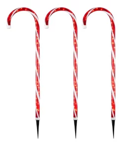 Outdoor Christmas Decorations Home Accents Holiday 4 Ft. Lighted Candy Cane (3-Pack)