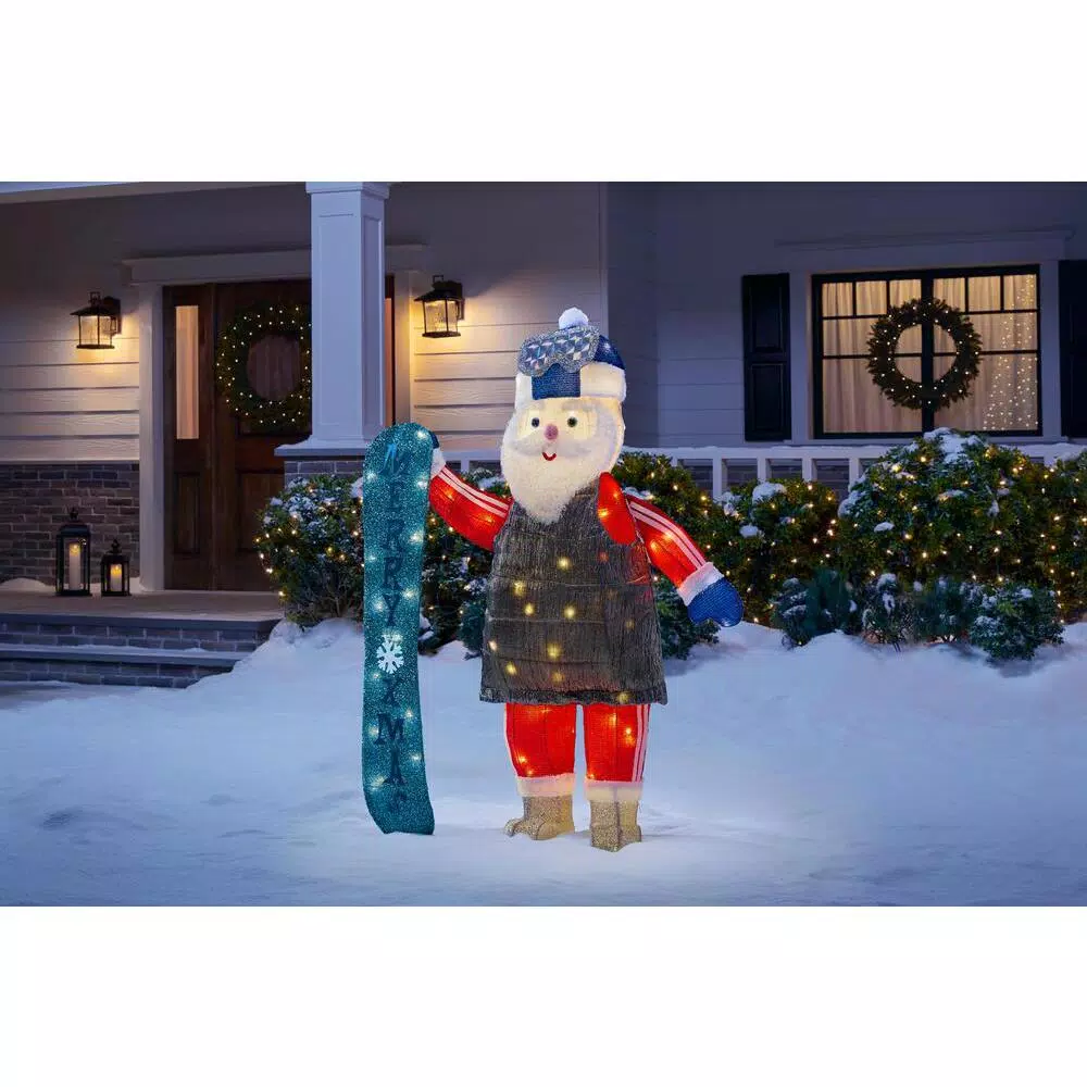 Outdoor Christmas Decorations Home Accents Holiday 4 Ft Yuletide Lane LED Santa With Snowboard 2 Outdoor Christmas Decorations Home Accents Holiday 4 Ft Yuletide Lane LED Santa With Snowboard - Image 2