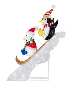 Outdoor Christmas Decorations Home Accents Holiday 4 Ft LED Penguin And Skating Snowman