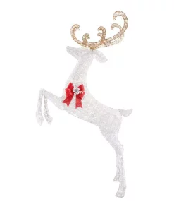 Outdoor Christmas Decorations Home Accents Holiday 84 In. Warm White 240-Light LED White Jumping Deer