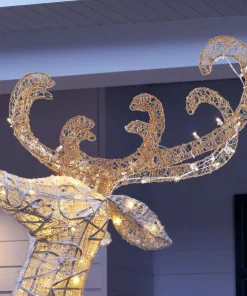 Outdoor Christmas Decorations Home Accents Holiday 84 In. Warm White 240-Light LED White Jumping Deer -Christmas Tree Decorations Shop home accents holiday christmas yard decorations ty401 1811 3 a0 1000