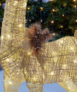 Outdoor Christmas Decorations Home Accents Holiday 4 Ft Warm White 80-Light LED White Deer With Gold Bow -Christmas Tree Decorations Shop home accents holiday christmas yard decorations ty421 1811 2 1d 1000