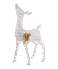 Outdoor Christmas Decorations Home Accents Holiday 4 Ft Warm White 80-Light LED White Deer With Gold Bow -Christmas Tree Decorations Shop home accents holiday christmas yard decorations ty421 1811 2 40 1000