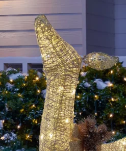 Outdoor Christmas Decorations Home Accents Holiday 4 Ft Warm White 80-Light LED White Deer With Gold Bow -Christmas Tree Decorations Shop home accents holiday christmas yard decorations ty421 1811 2 a0 1000