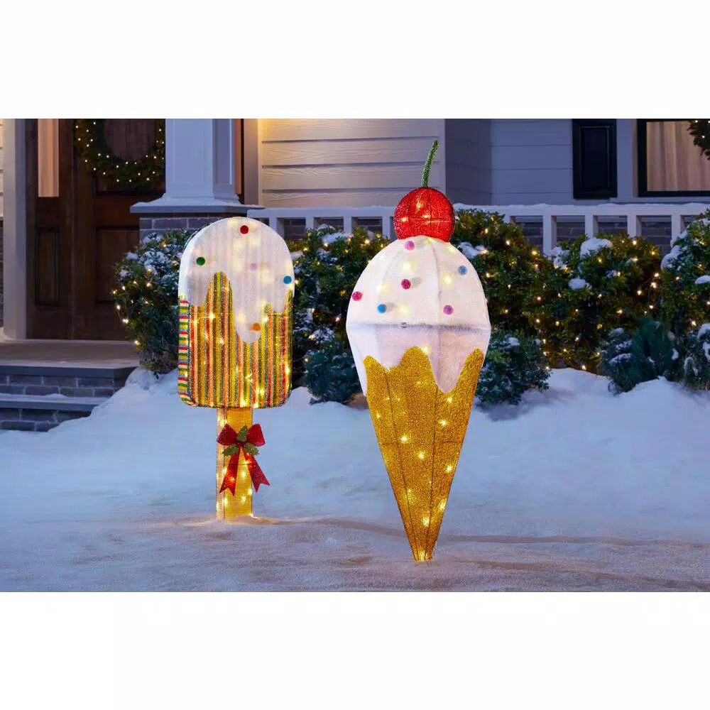 Outdoor Christmas Decorations Home Accents Holiday 42 In Warm White 40-Light LED Ice Cream 3 Outdoor Christmas Decorations Home Accents Holiday 42 In Warm White 40-Light LED Ice Cream - Image 3