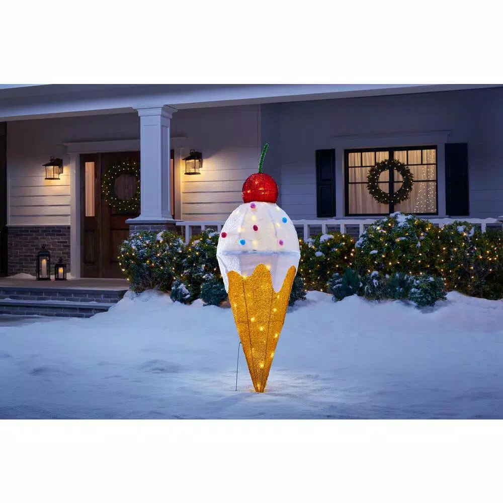 Outdoor Christmas Decorations Home Accents Holiday 42 In Warm White 40-Light LED Ice Cream 2 Outdoor Christmas Decorations Home Accents Holiday 42 In Warm White 40-Light LED Ice Cream - Image 2