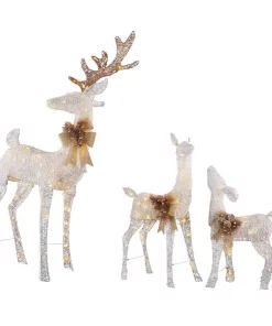 Outdoor Christmas Decorations Home Accents Holiday Sweet Serenity 63 In. Deer, 36 In. Doe And 28 In. Fawn Pre-Lit LED Yard Decor Set