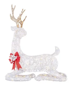 Outdoor Christmas Decorations Home Accents Holiday 3.5 Ft Polar Wishes White LED Lying Deer