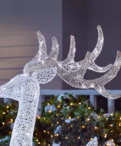 Outdoor Christmas Decorations Home Accents Holiday 3-Piece Fantasleigh Outdoor Christmas Deer Family With LED Cool White Lights -Christmas Tree Decorations Shop home accents holiday christmas yard decorations ty594 2014 1d 1000