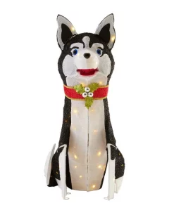 Outdoor Christmas Decorations Home Accents Holiday 3 Ft Adorable Dogs LED Husky