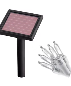 Christmas Lights Home Accents Holiday 8 Ft. 110-Light LED Warm White Smooth Mini Solar Icicle Light String