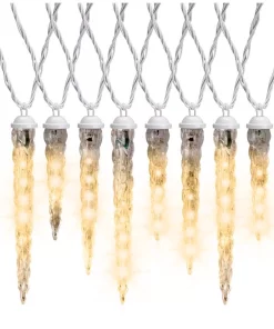 Christmas Lights LightShow 8-Light Classic White Shooting Star Varied Size Icicle Light Set