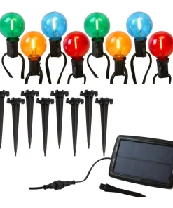 Christmas Lights LUMABASE 2.5 In. Round Solar Pathway Color Changing String Lights (8-Light)